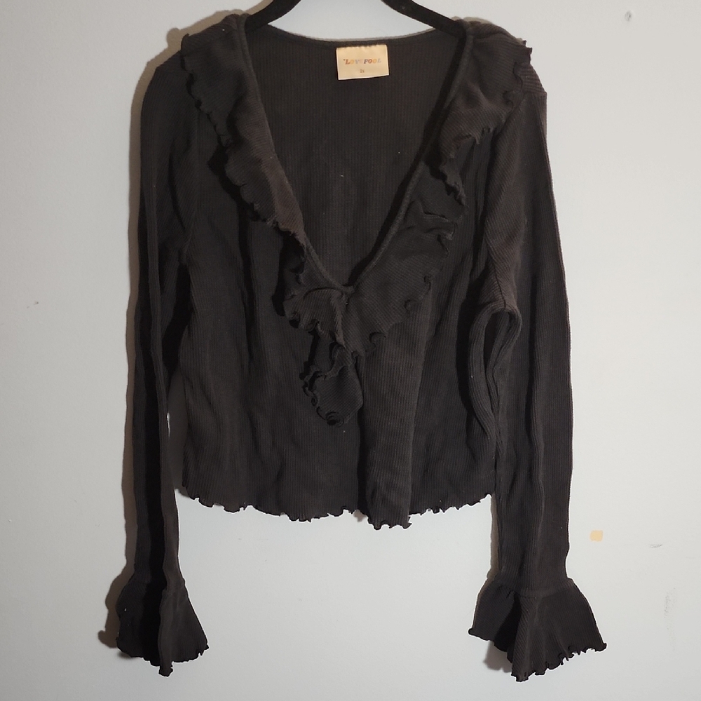 LoveFool Black Ruffled Blouse
